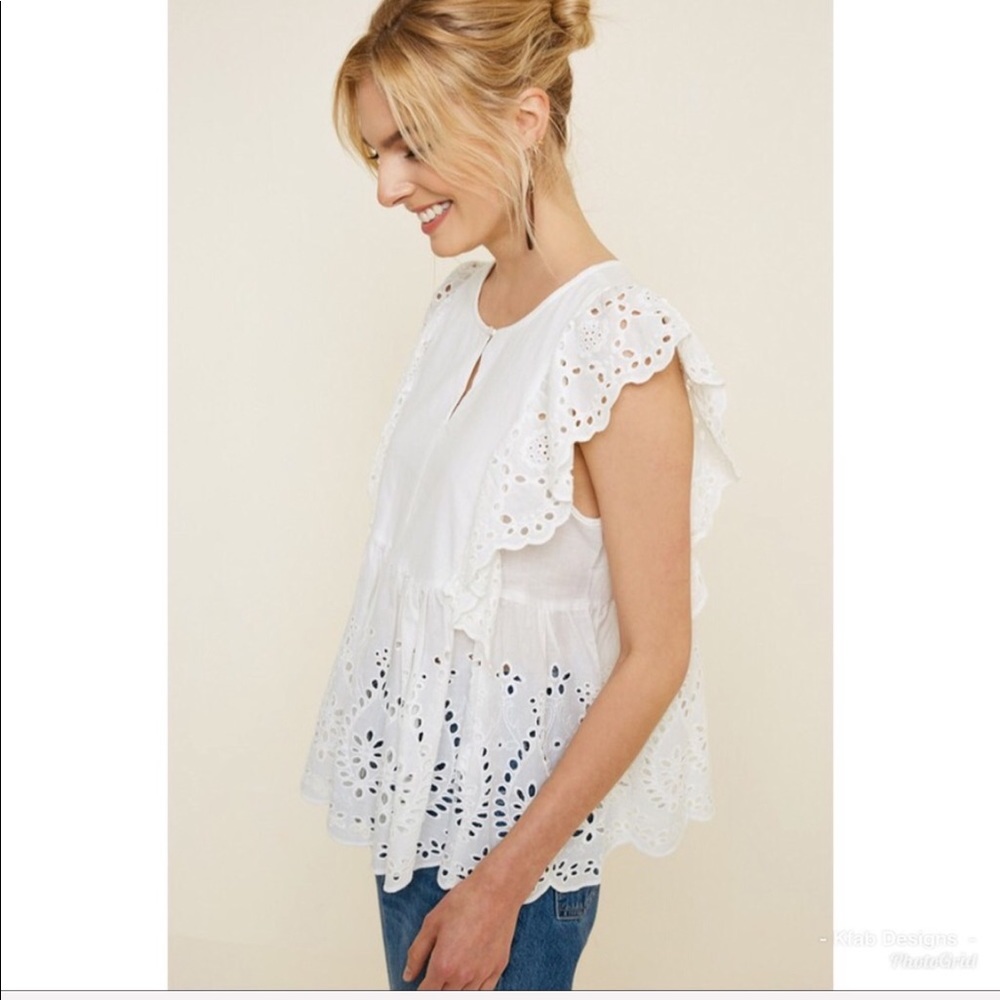❤️LAST 1! Ruffle Eyelet Detailed Pullover Top - Picture 4 of 7